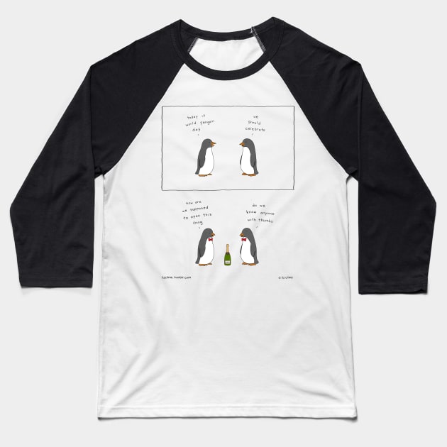 Penguin Appreciation Day Baseball T-Shirt by Liz Climo